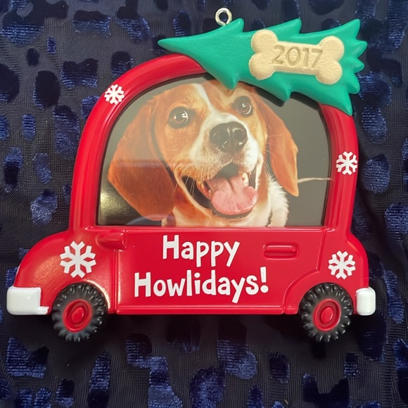 2017 Hallmark Happy Howlidays Dog Christmas Ornament Customizable Photo Holder - Picture 4 of 5